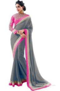 ARYAFASHION Solid Bollywood Georgette Sari